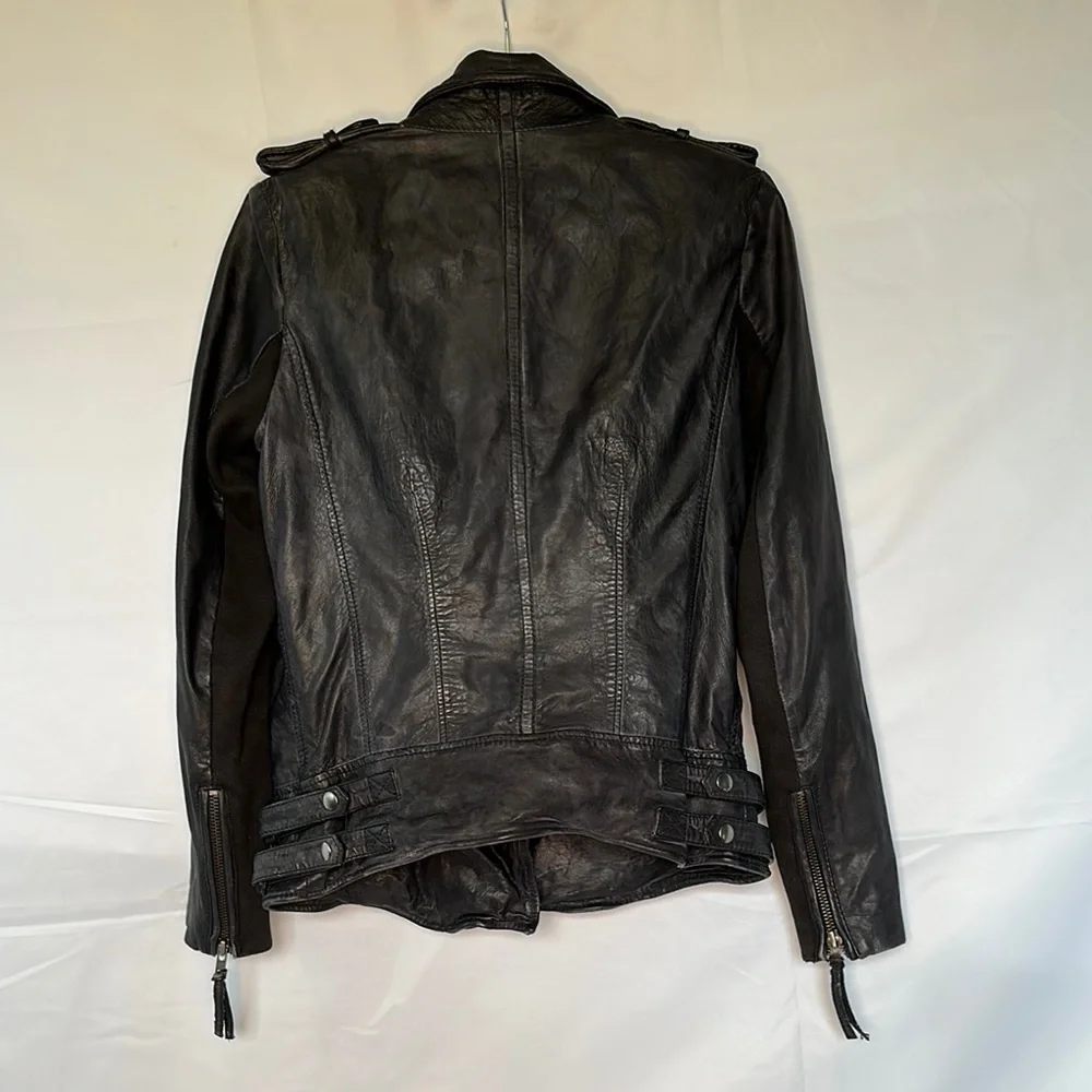 Muubaa Black Leather Biker Jacket - Picture 2 of 7